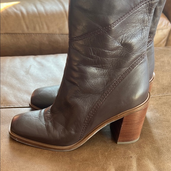 Franco Sarto Dark Brown Leather Heeled Boots - Picture 4 of 4
